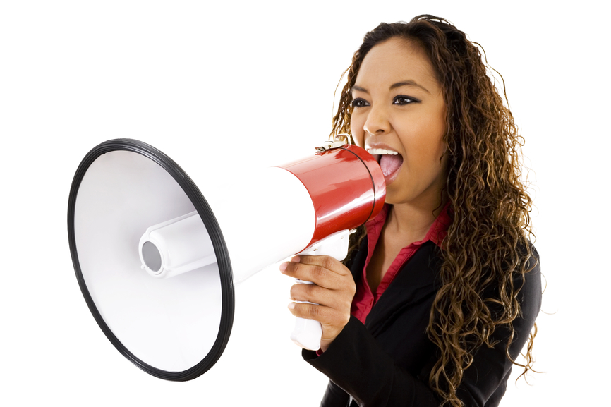 Woman with megaphone